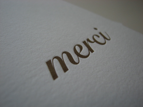Chocolate brown "merci" cards with (set of 5) (Image 2)